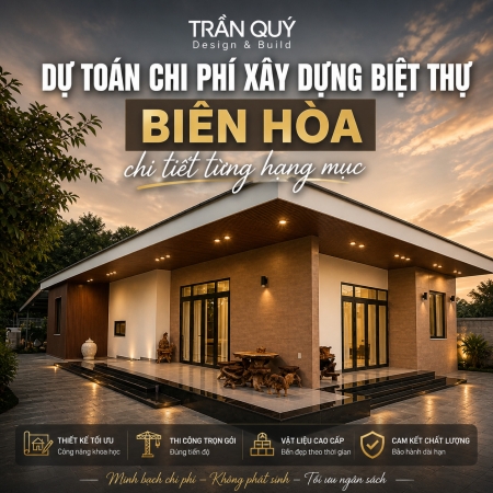 Dự toán chi phí xây dựng biệt thự tại Biên Hòa chi tiết từng hạng mục