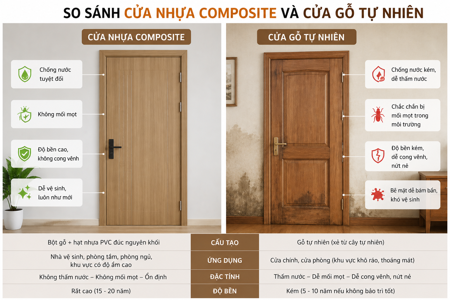 cửa nhựa composite hay cửa gỗ tự nhiên